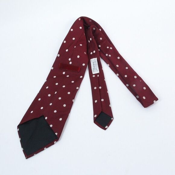 Vintage Turnbull & Asser Jermyn St. RARE Polka Dot Burgundy & White WIDE Tie